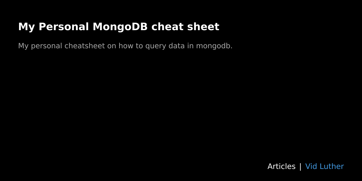 My personal mongodb cheat sheet